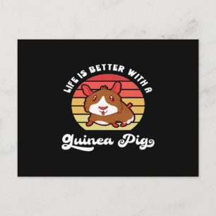 Postal Puesta de sol La vida es mejor con un conejillo de