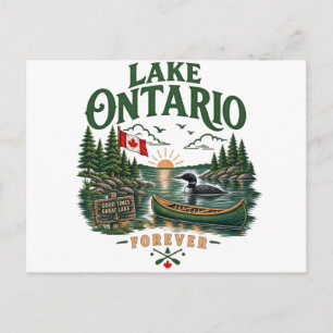 Postal Puesta de sol retro Grandes Lagos Lago Ontario