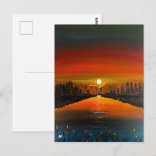 Postal Puesta de sol sobre el lago Canyon pintado por Alf