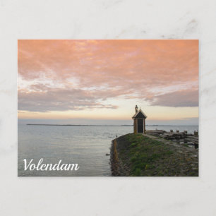 Postal Puesta de sol sobre el muelle, Volendam