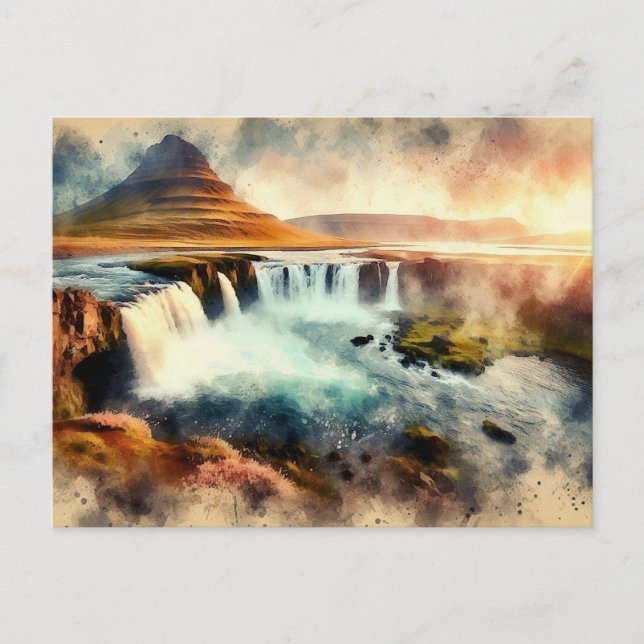 Postal Puesta de sol sobre Islandia,  (Anverso)