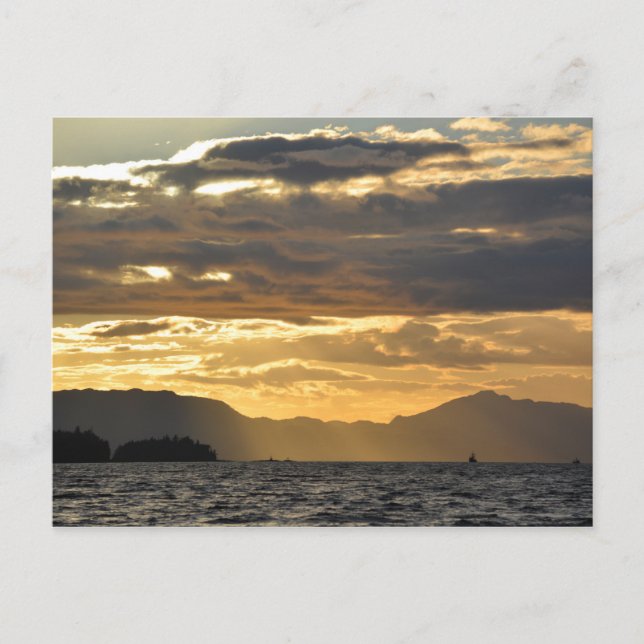 Postal Puesta de sol sobre la bahía de Ketchikan (Anverso)