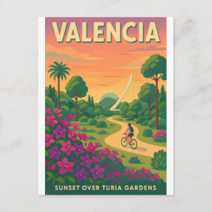 Postal Puesta de sol sobre los Jardines del Turia – Valen