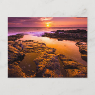 Postal Puesta de sol sobre pozas de marea, Hawái