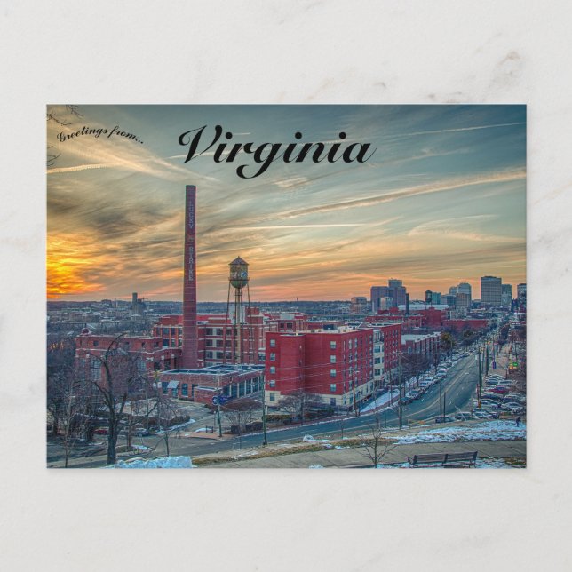 Postal Puesta de sol sobre Richmond Virginia (Anverso)
