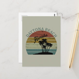 Postal Puesta de sol vintage de verano Daytona Beach Flor