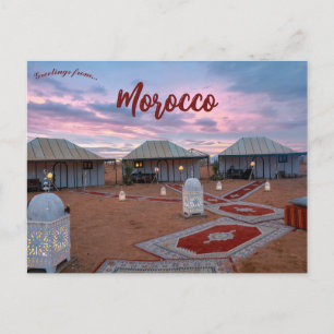 Postal Puesta de sol y casas en la provincia de Errachidi