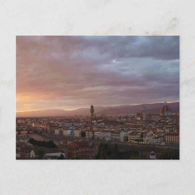 Postal Puesta del sol de Florencia, Italia (Anverso)