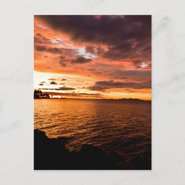 Postal Puesta del sol de la isla de Denaru, Fiji (Anverso)