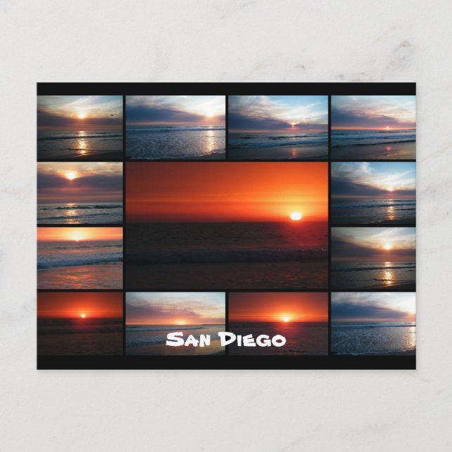 Postal Puesta del sol del collage (Anverso)