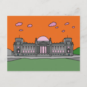 Postal Puesta del sol en el edificio de Reichstag en