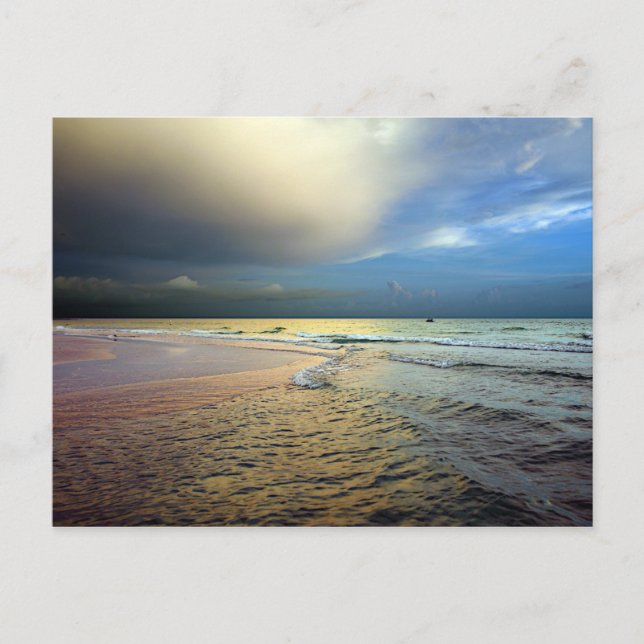 Postal Puesta del sol en una playa de Ana Maria (Anverso)