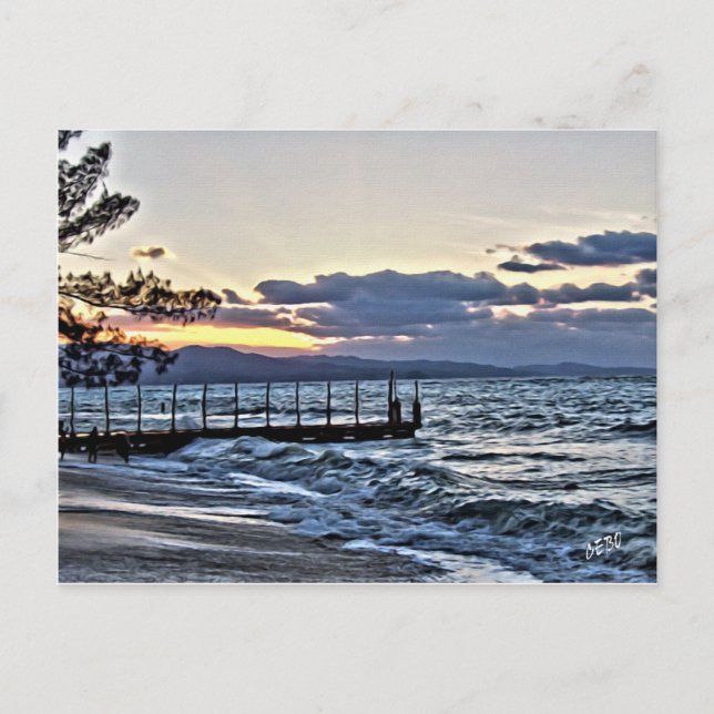Postal Puesta del sol hermosa en Montego Bay, Jamaica (Anverso)