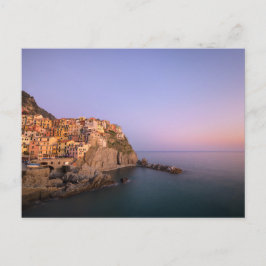 Postal Puesta del sol sobre el pueblo de Manarola en