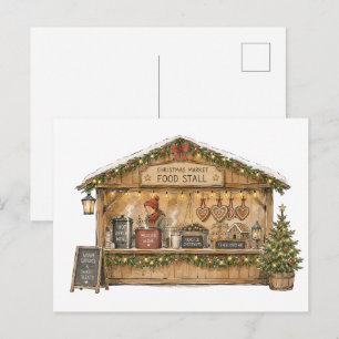 Postal Puesto de comida del mercado de Navidad para amant
