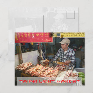 Postal Puesto de comida en el mercado nocturno de Taipei,