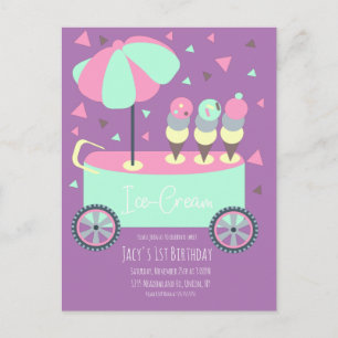 Postal Puesto de Helados Confeti Fiesta de Cumpleaños Mor
