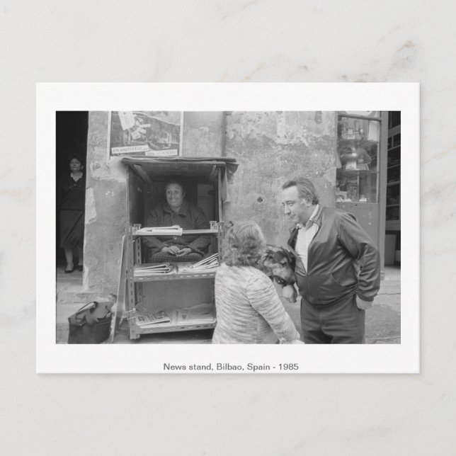 Postal Puesto de noticias, Bilbao, España, 1985. (Anverso)