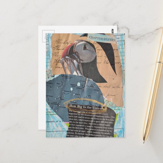 Postal Puffin Chapter Eleven Mixed Media Collage (Anverso/Reverso In Situ)