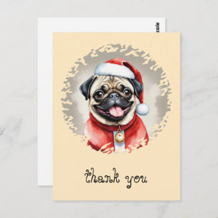 Postal Pug Con El Equipo De Santa Claus - Navidades 1