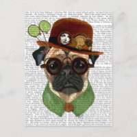 Pug con el Gorra de Steampunk Bowler