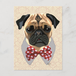 Postal Pug con el zapato rojo y blanco