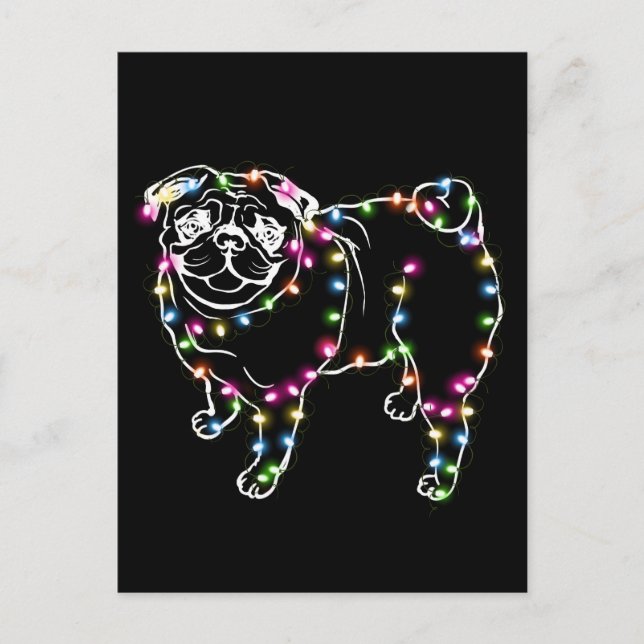 Postal Pug Con Navidades Dueña De Pug Ligero Navidad Rega (Anverso)