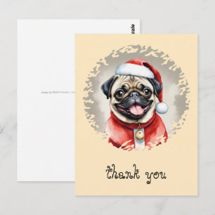 Postal Pug con traje de Santa Claus - Navidad 1