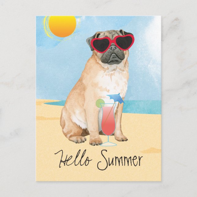 Postal Pug de verano (Anverso)