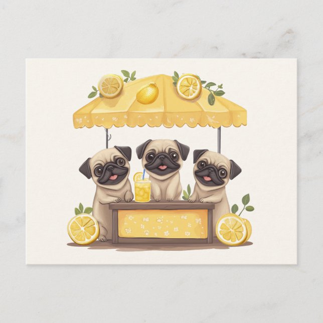 Postal Pug Dogs Lemonade Stand (Anverso)