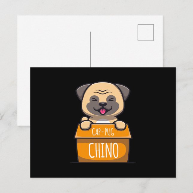 Postal Pug en una copa - Cap-Pug-Chino (Anverso / Reverso)