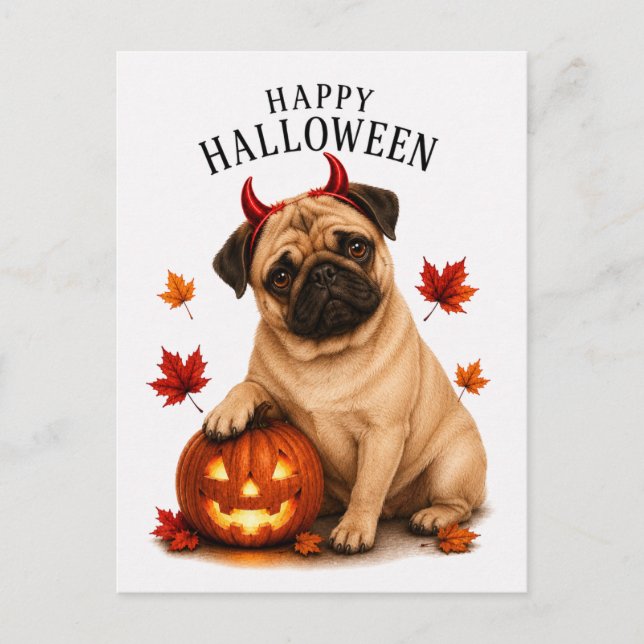 Postal Pug Halloween (Anverso)