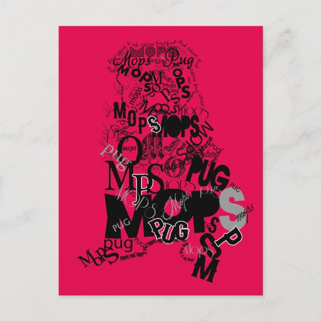 Postal Pug hecho de Tipo (Anverso)