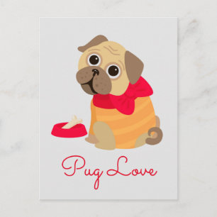 Postal Pug Love adorable pug puppy dog