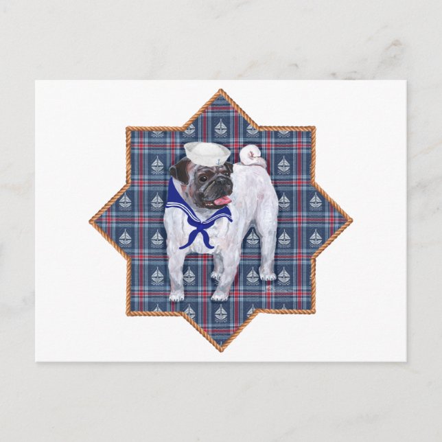 Postal Pug Marinero (Anverso)