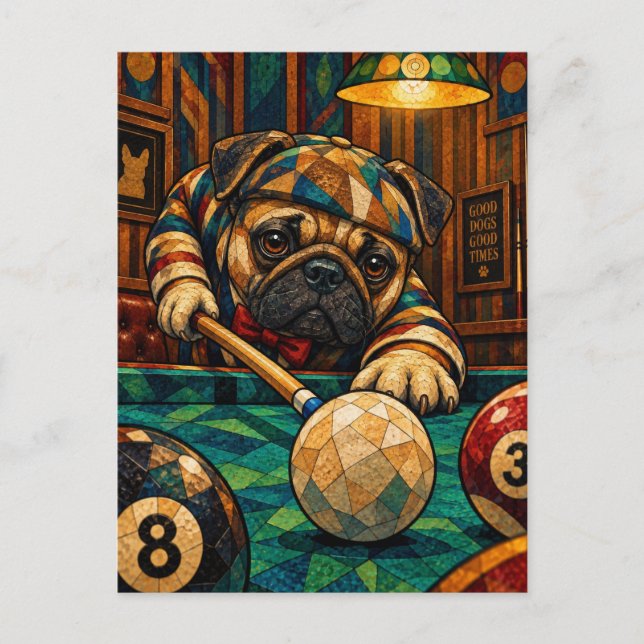 Postal Pug, Mosaico Geométrico (Anverso)