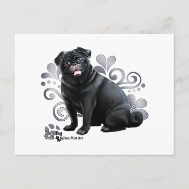 Postal Pug negro (Anverso)