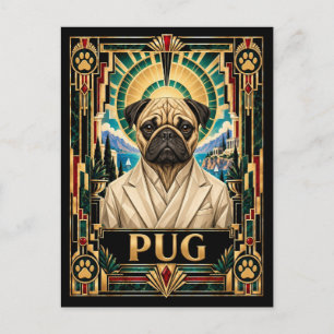 Postal Pug, Perro Art Deco