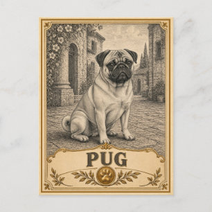 Postal Pug, Perro Patrimonio Vintage