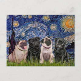Postal Pugs (Cuatro,2M,2H) - Noche estrellada