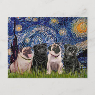 Postal Pugs (Cuatro,2M,2H) - Noche estrellada
