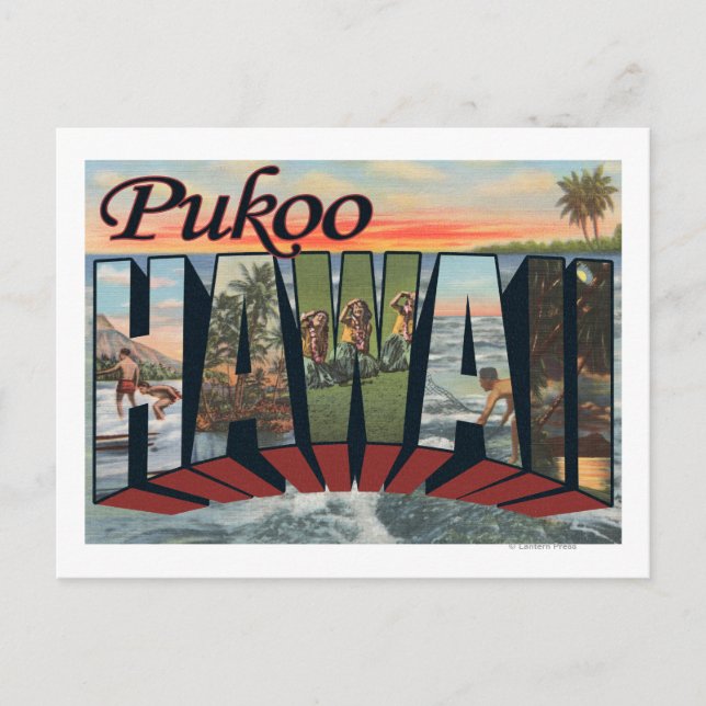 Postal Pukoo, HawaiiEscenas de letras grandesPukoo, HI (Anverso)