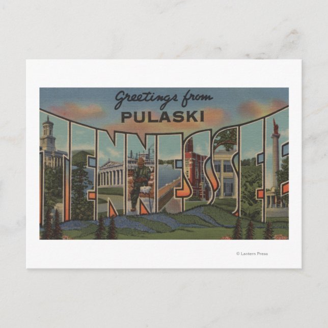 Postal Pulaski, Tennessee - Escenas de letras grandes (Anverso)