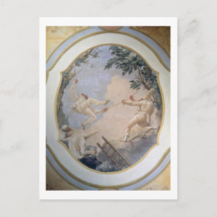 Postal Pulcinella en un Swing, 1797 (fresco)