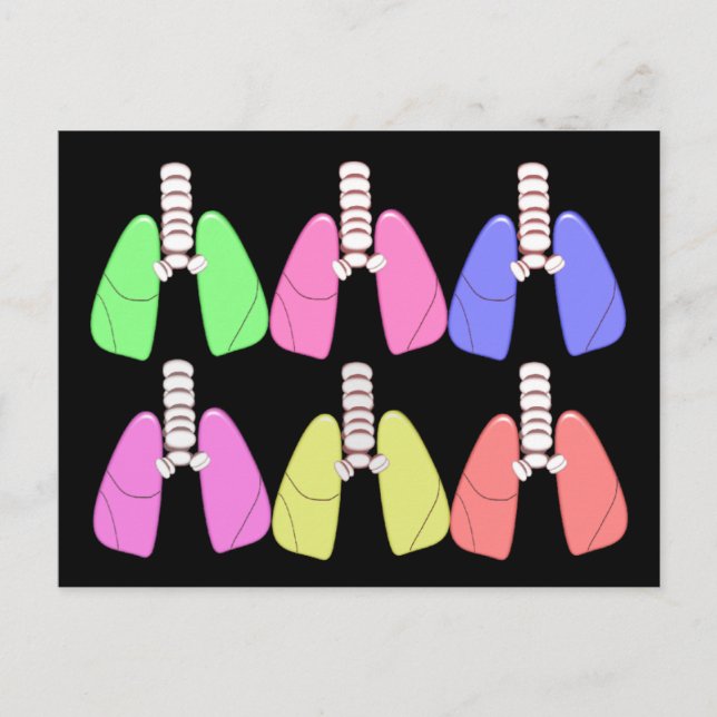 Postal Pulmones de varios colores: diseño de terapeutas r (Anverso)