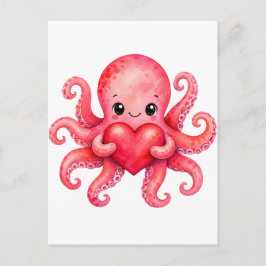 Postal Pulpito Kawaii Lindo Sosteniendo Corazón