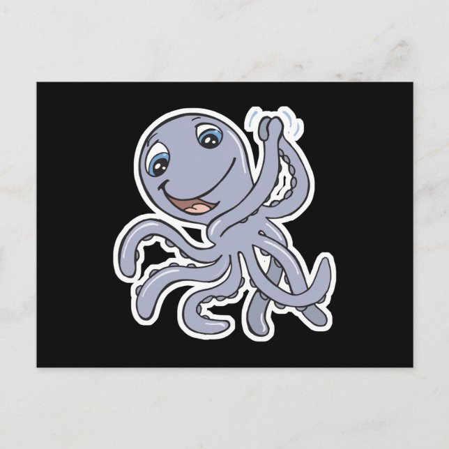 Postal pulpo adorable animando (Anverso)