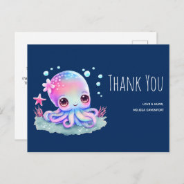 Postal Pulpo Adorable Criatura Marina Gracias