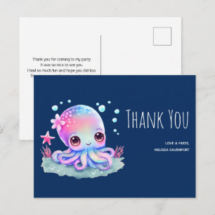 Postal Pulpo Adorable Criatura Marina Gracias