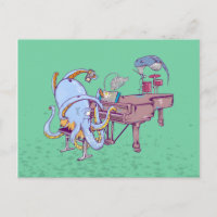 Pulpo aprendiendo a tocar un piano
